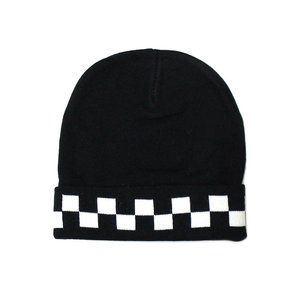 Classic Checkered/Racer Print Cuffed Fold-Up Beanie